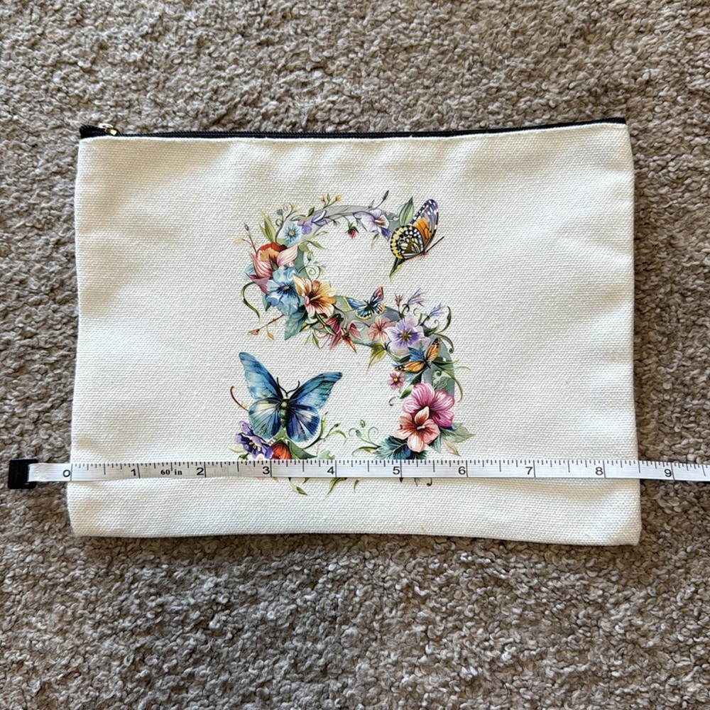Floral Butterfly Canvas Pouch - Picture 4 of 5